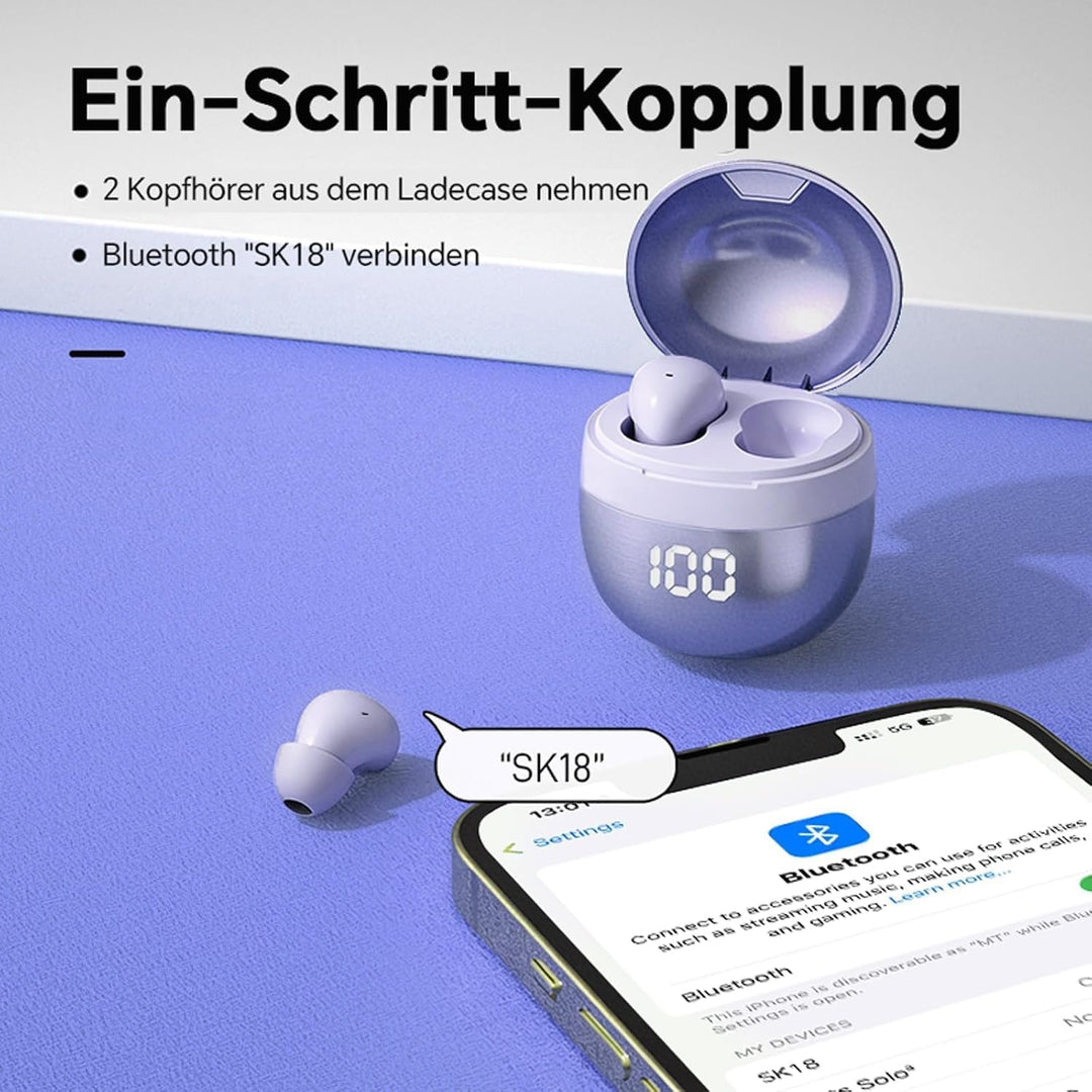 Mini unsichtbare Kopfhörer Bluetooth kabellos in Ear kleinste drahtlose schnurlose Ohrhörer Wireless