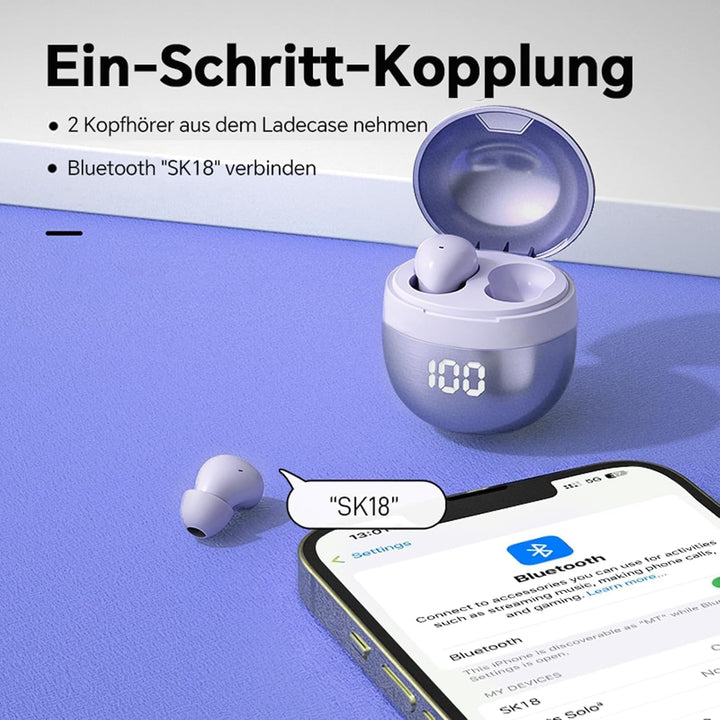 Mini unsichtbare Kopfhörer Bluetooth kabellos in Ear kleinste drahtlose schnurlose Ohrhörer Wireless