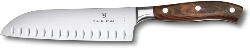 Victorinox, Grand Maître, Profi Santokumesser, Extra Scharfe Klinge, Kullenschliff, 17 cm, Edler Hol