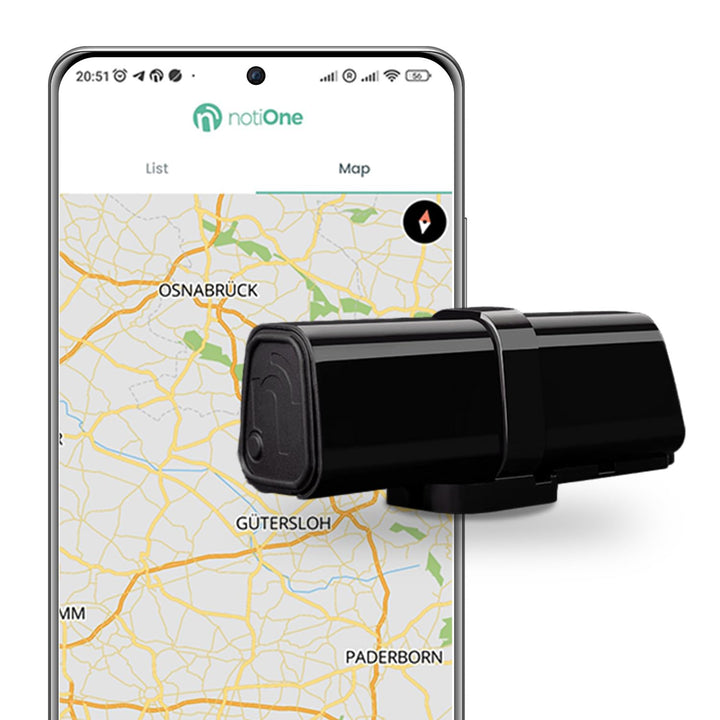 Tracker GPS Plus notiOne® mit Diebstahlschutz Alarm | Mini-Tracker ohne ABO | Auto GPS Ortungschip f