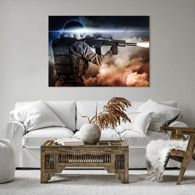 Bilder auf Leinwand 100x70cm Leinwandbild Armee Soldat Shooter kugelsichere Weste Gross Wanddeko Bil