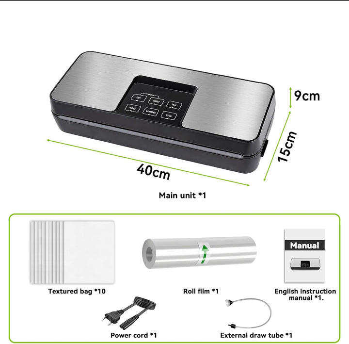 Vakuumiergerät,80 kpa 110 W Folienschweissgerät,Vakuumierer Lebensmittel de Edelstahl mit 1 Rolle Fo