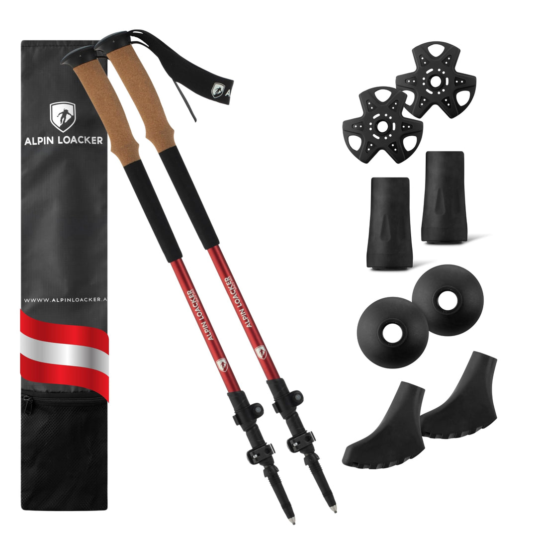 ALPIN LOACKER Teleskop Wanderstöcke Aluminium und Carbon mit Korkgriff I Leichte Nordic Walking Stöc