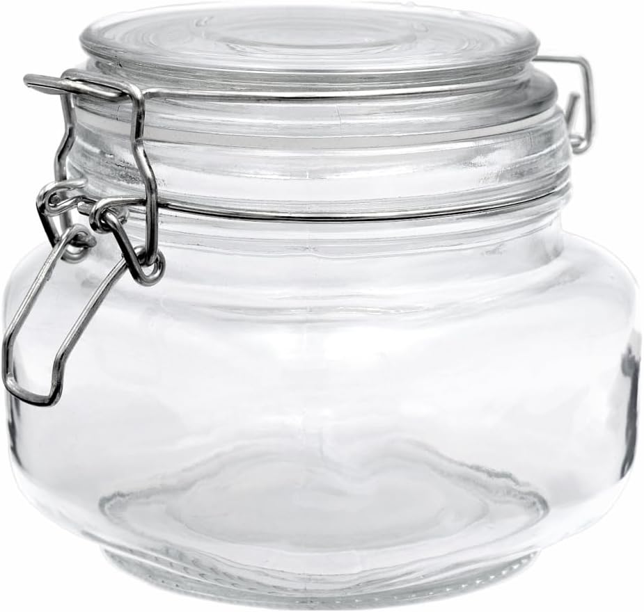 gouveo 6er Set Vorratsgläser 500 ml eckig mit Bügelverschluss - Bügelgläser aus Glas mit Drahtbügelv