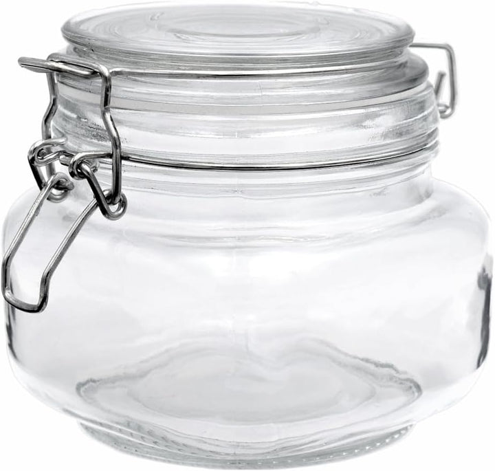 gouveo 6er Set Vorratsgläser 500 ml eckig mit Bügelverschluss - Bügelgläser aus Glas mit Drahtbügelv