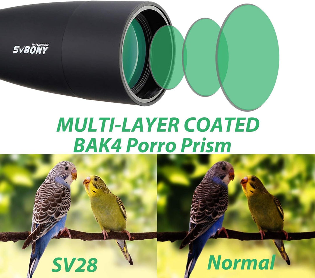Svbony SV28 Spektiv, 25-75x70 Spektiv mit Stativ, HD BAK4 Prisma FMC Objektiv Spektiv mit Telefonada