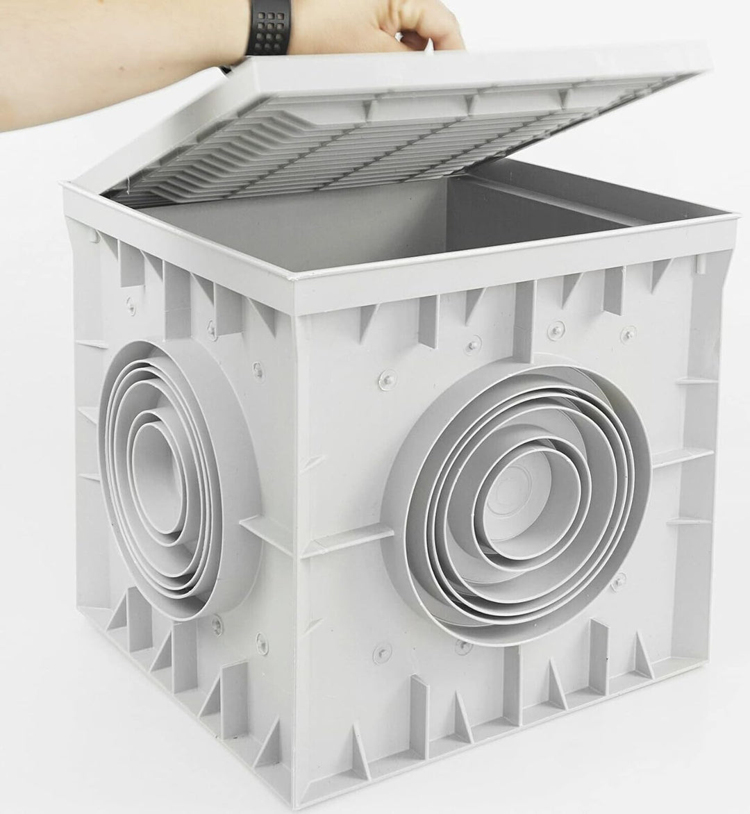 Revisionsschacht Kontrollschacht 200x200x200mm mit Deckel Einlaufschacht Kanalschacht Hofablauf 200