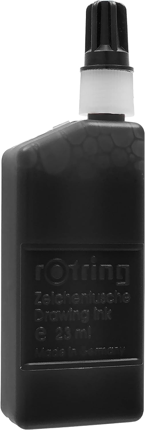 Rotring Isograph 0,20 mm Ersatzfeder + schwarze 23 ml Tintenflasche - Technisches Zeichenset für Prä