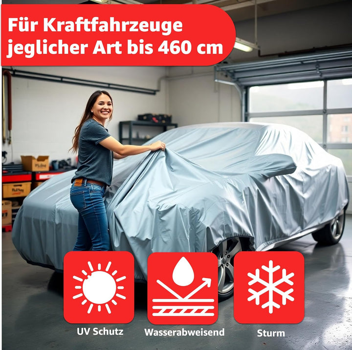 Autogadget® 3X Autoabdeckung Auto & Autoschutzhülle PKW Abdeckplane - Car Cover - Autoplane Silber -