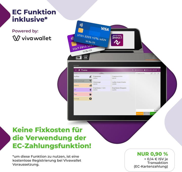 Registrierkasse TSE ready - Kassensystem mit Kartenterminal (POS) und Bondrucker - Kasse mit Kartenz