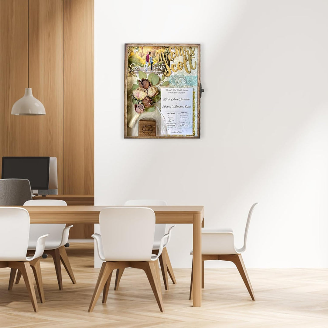FramePro 3D Bilderrahmen 40x50 Grosse Schattenbox Vitrine Rahmen mit Glasfenstertür Erinnerungsstück