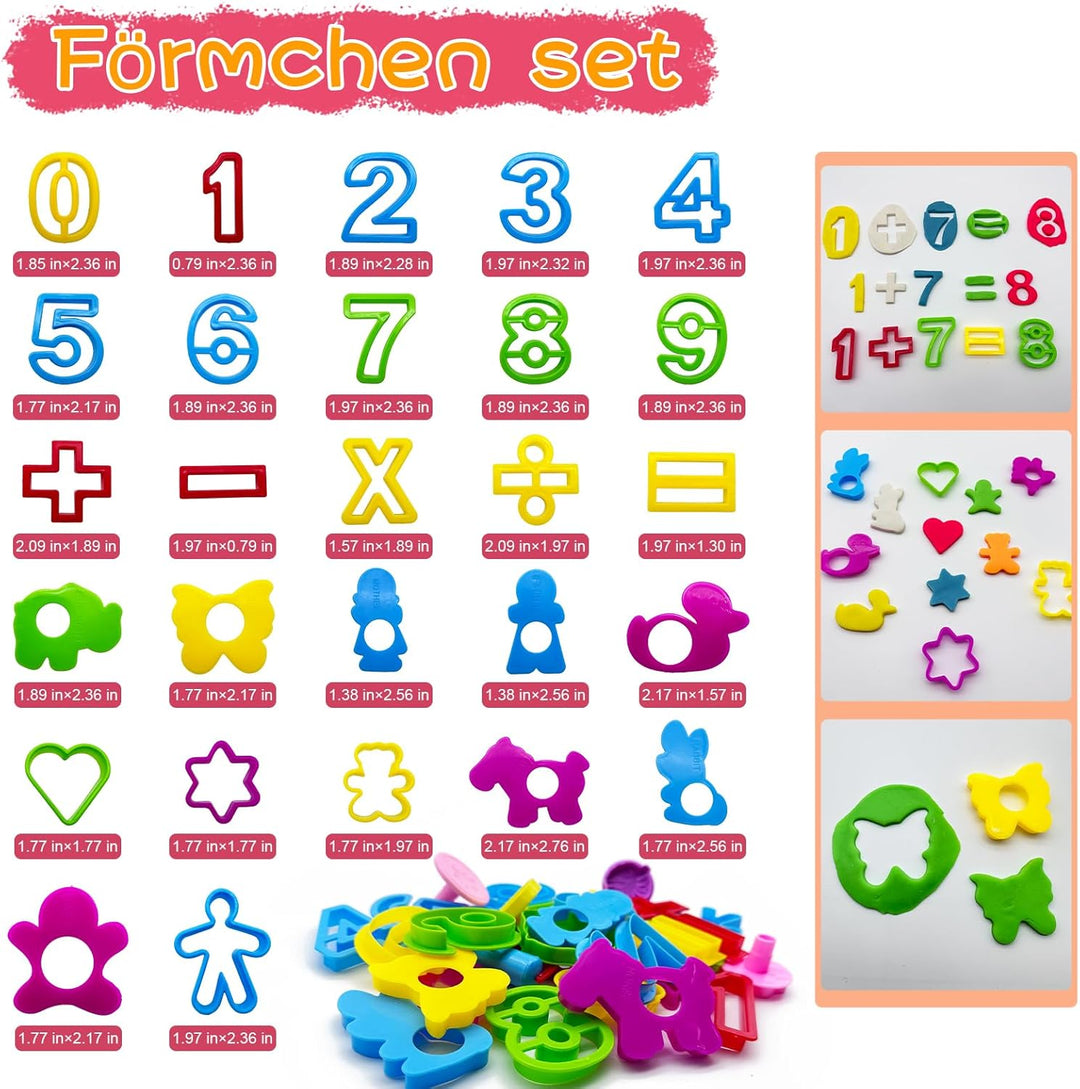 41 Stück Knete Zubehör, Play Doh Knete Set enthält eine Nudelmaschine, Keksausstecher, Küche Spielze