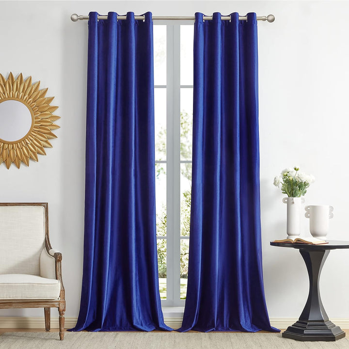 GIGIZAZA Dekorative Samtvorhänge 132 x 285 cm (Breite x Länge), 2 Panels Marineblau Wohnzimmer Öse T
