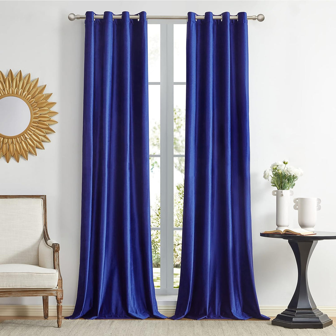 GIGIZAZA Dekorative Samtvorhänge 140 x 240 cm (Breite x Länge), 2 Panels Marineblau Wohnzimmer Öse T