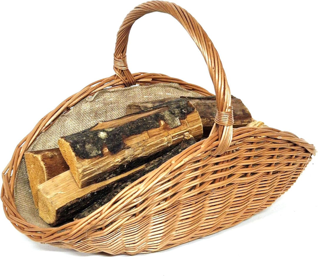 Tigana - Kaminkorb Holzkorb Kaminholzkorb aus Weide mit Jute 58 x 34 cm (90202-1F)