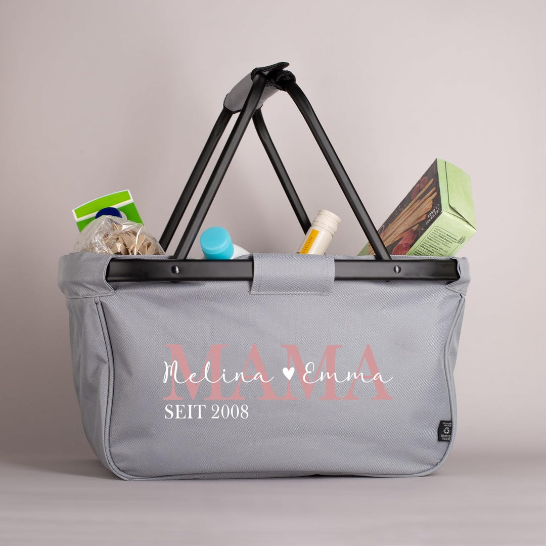 Herz & Heim® Einkaufskorb personalisiert | faltbar | modernes Design | Geschenk-Idee für Jedermann