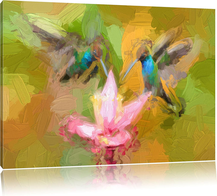 Pixxprint Kolibris in den Tropen als Leinwandbild/Grösse: 100x70 cm/Wandbild/Kunstdruck/fertig bespa