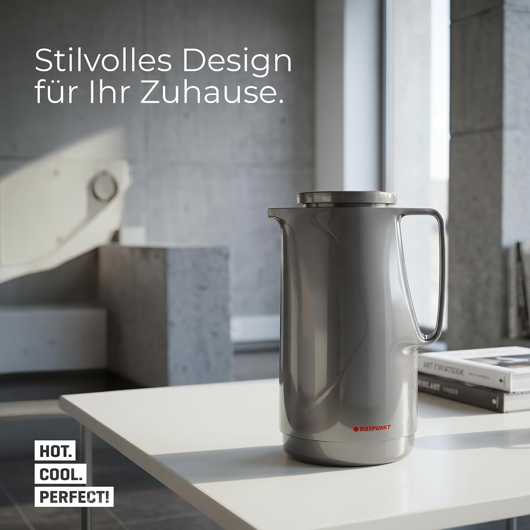 ROTPUNKT Isolierkanne 1L - Premium Kaffekanne Made in Germany I Hält bis zu 24 Std heiss I Warmhalte