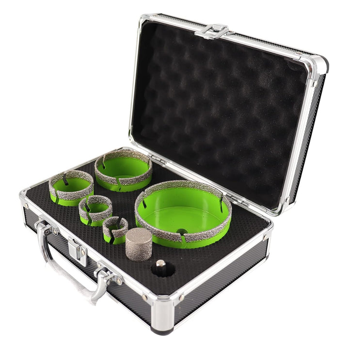 FACHLICH Diamantbohrer Fliesenbohrer Set 25/35/50/68/100mm Diamant-Bohrkrone Lochsäge 7 Stücke mit 2