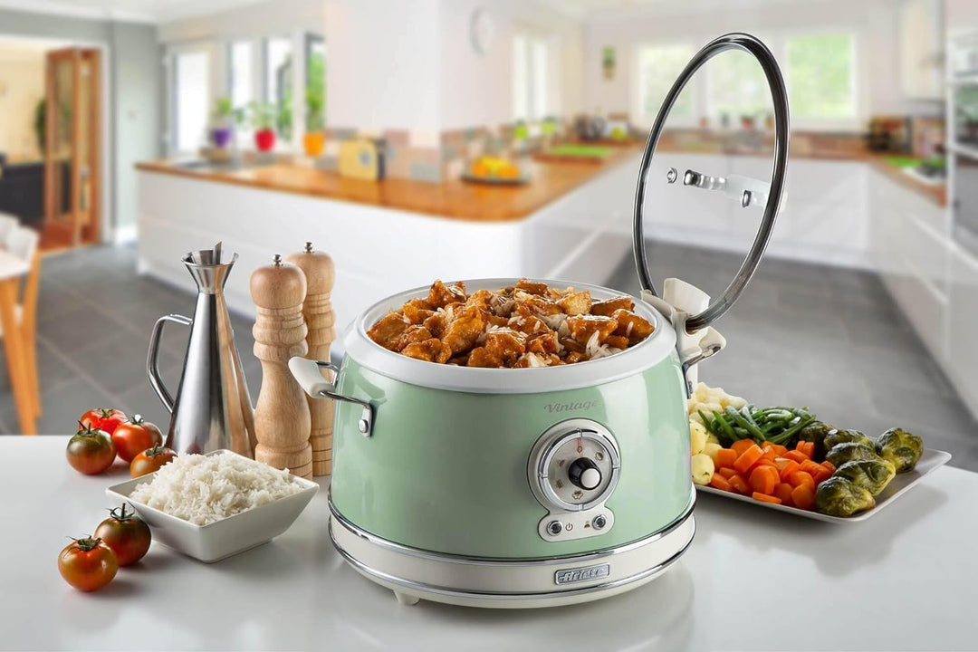 Ariete 2904, Rice Cooker, Reiskocher Slow Cooker, Dampfgarer, Vintage-Linie, 3,5 l, antihaftbeschich
