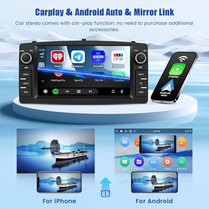 [4G+64G] Inefala Android 15 Autoradio für Toyota Corolla E120 2000-2006/E130 2004-2007 mit Wireless