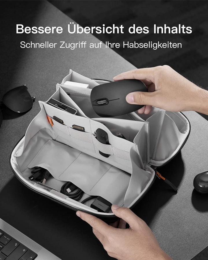 Inateck Elektronik Case, Spritzwassergeschützte Zubehörtasche, Gadget Organizer Tasche, USB Kabel Or