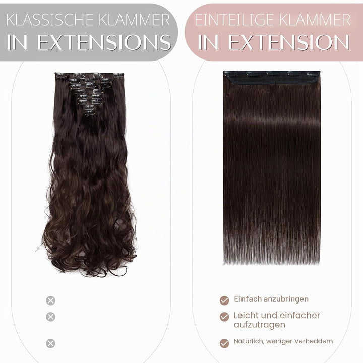 SEGO Clip in Extensions Echthaar 45cm Haarverlängerungen 1 Tresse 5 Clips Haar Haarverdichtung Haart