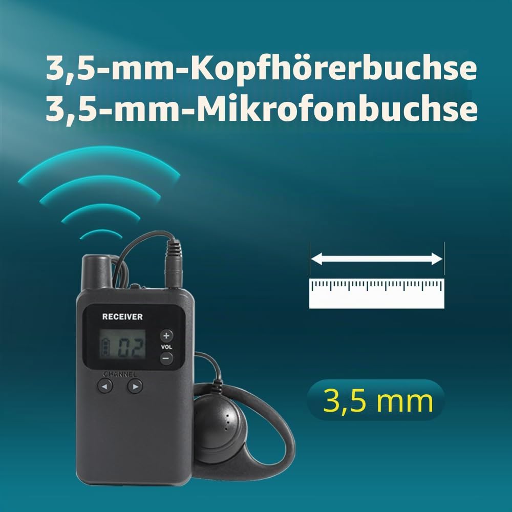 KZH Kabelloses Flüstern Tour Guide System, Drahtloses Reiseleitersystem, 150 Meters Arbeitsbereich,