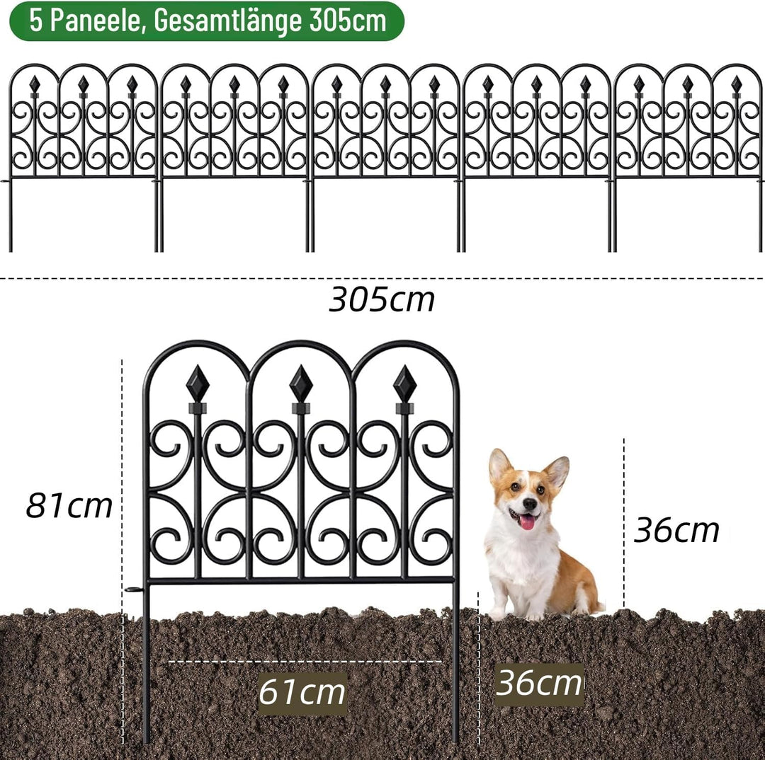 Amagabeli Garden Home 81CM X 61CM X 5 Stück Gartenzaun Metall Zaunelementen Gartenzäune Dekorative Z