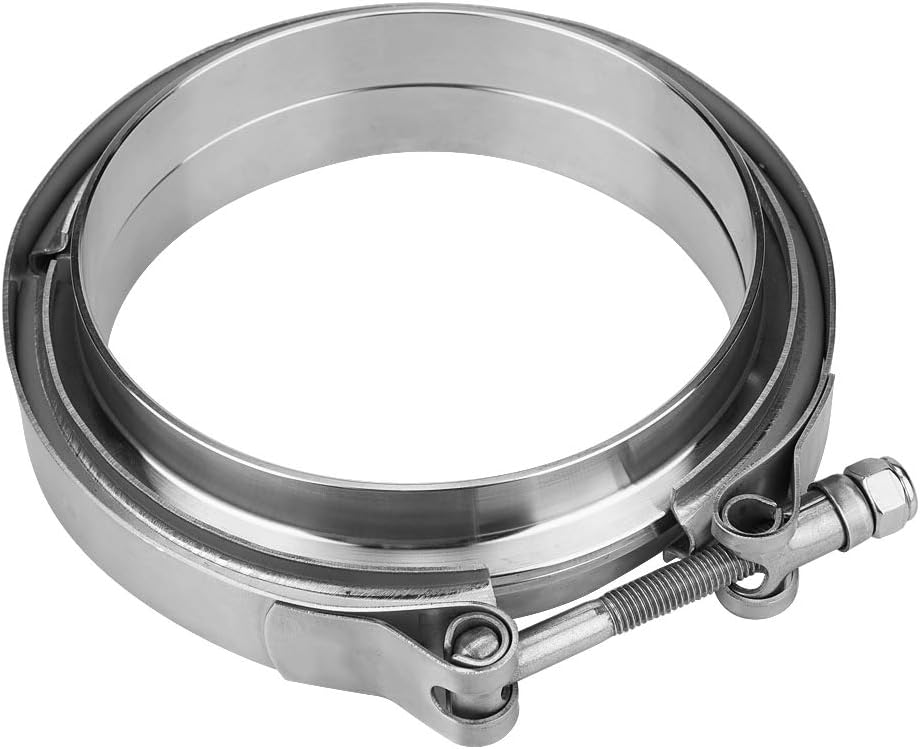 Bügelschelle Rohrschelle Flansch Turbo Auspuffschelle, Universal Auto 5"Edelstahl-Turbo Auspuff V Ba