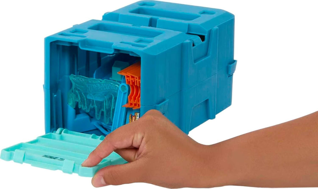 Hot Wheels Track Builder EIS-Crash Set - Track im EIS-Design, Fahrzeug, Container zur Aufbewahrung,
