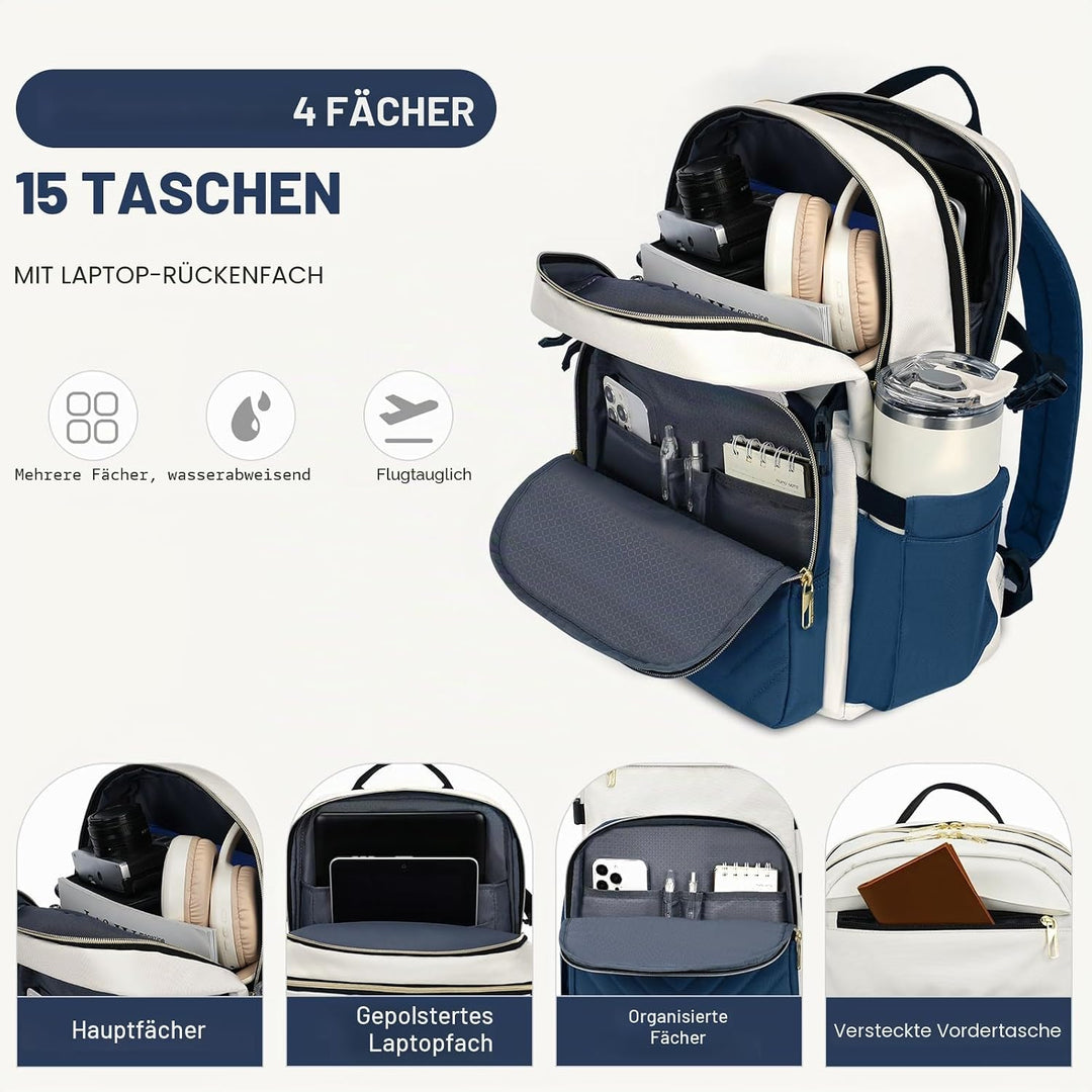 VANKEAN Laptop-Rucksack für Damen und Herren, Arbeitstasche mit 39,6 cm (15,6 Zoll), modisch, wasser