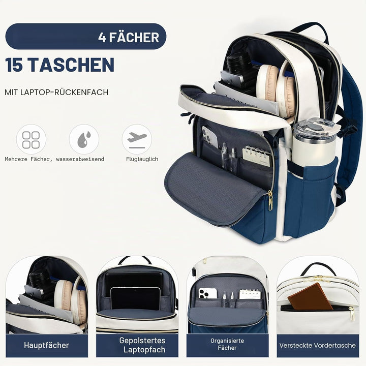 VANKEAN Laptop-Rucksack für Damen und Herren, Arbeitstasche mit 39,6 cm (15,6 Zoll), modisch, wasser