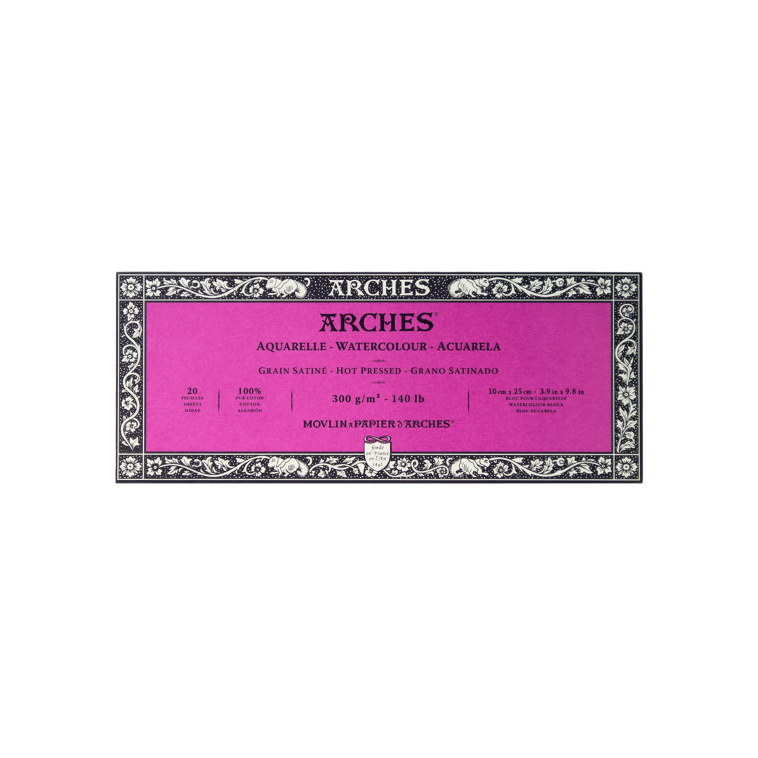 Arches 1795068 Aquarellpapier im Block (10 x 25 cm, 4-seitig geleimt, 300g/m² Satiniert) 20 Blatt na