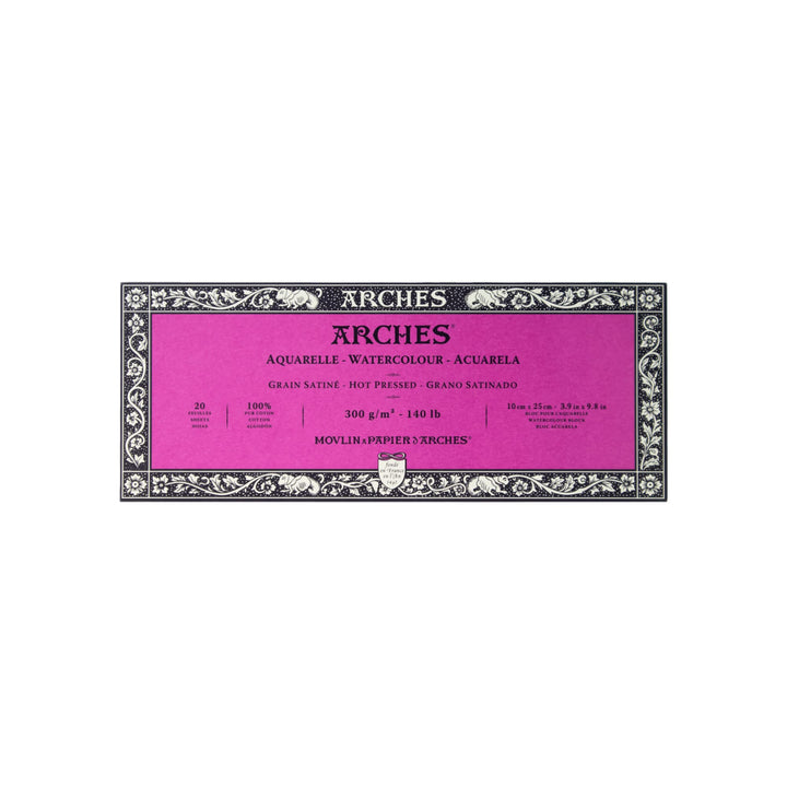 Arches 1795068 Aquarellpapier im Block (10 x 25 cm, 4-seitig geleimt, 300g/m² Satiniert) 20 Blatt na