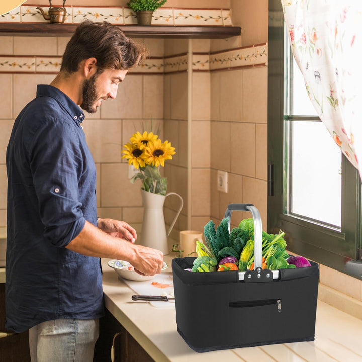 Einkaufskorb Faltbar 25L,Einkaufskorb Klein Mit Gepolsterte Griffe Und ReissVerschlusstasche,Einkauf