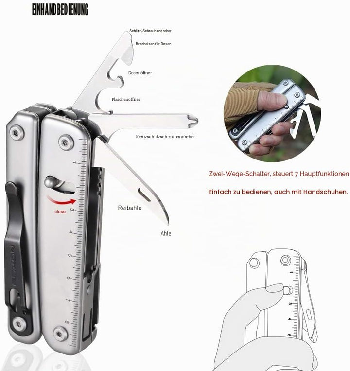 ROXON S803E Elite - Update D2 Messer Multitool Zange mit 20 Funktionen Survival EDC Tool mit Flint R
