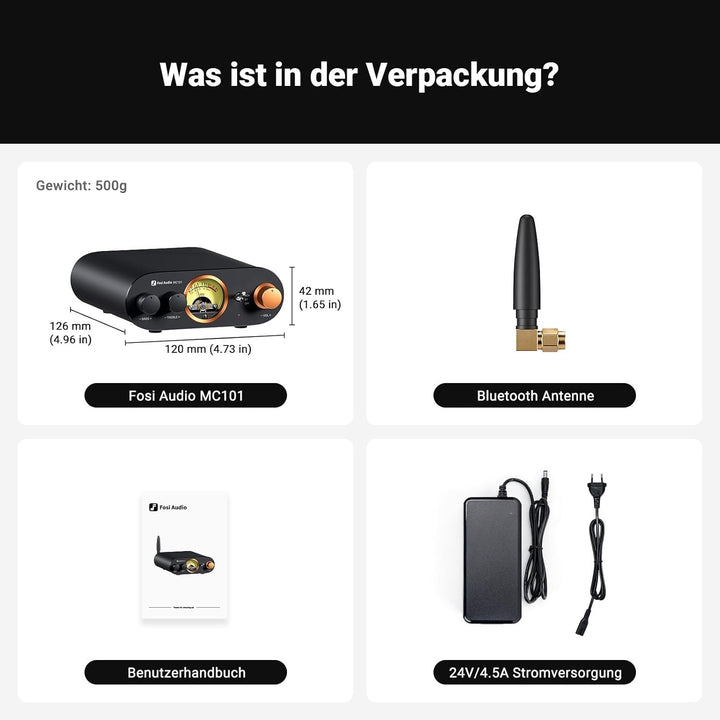 Fosi Audio MC101 Bluetooth 5.3 Hi-Fi Verstärker mit VU Meter, 100W x 2 Stereo Verstärker 2 Kanal mit
