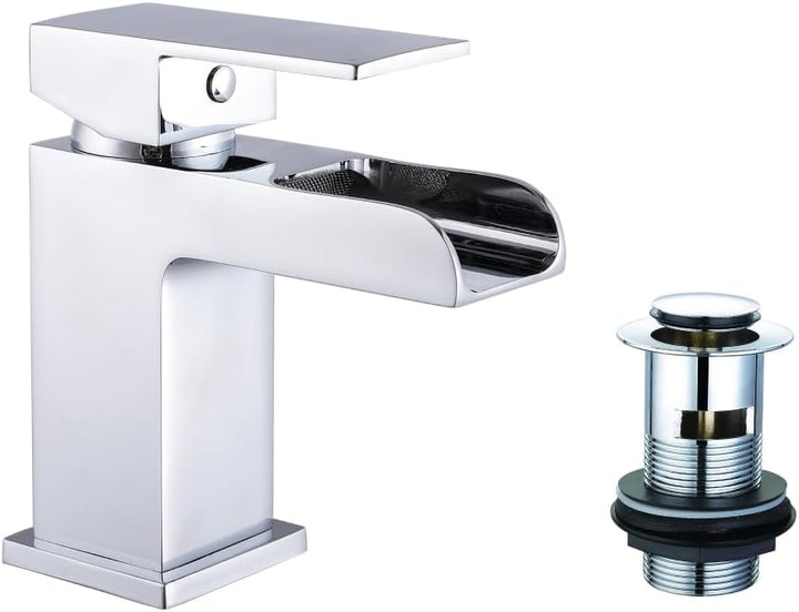 veebath Kinross chrom Wasserfall Mischbatterie, moderne Luxus Badezimmer Hebel Wasserhahn mit Pop Up