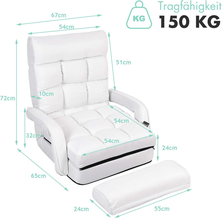 GOPLUS Bodensofa mtit Schlaffunktion, klappbarer Bodenstuhl mit Armlehnen & Kissen, Klappsessel mit