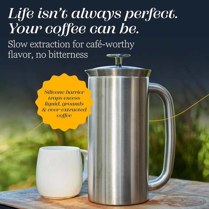 ESPRO 1118C2 Coffee Press P7-18 oz, Double Wall Vacuum Insulated, Brushed Stainless Steel, 530 ml 53