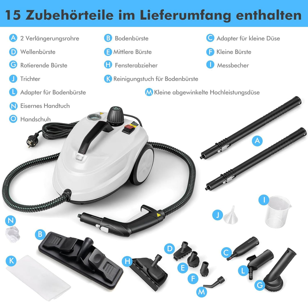 GOPLUS Dampfreiniger, Flächenleistung: 108 m², Dampfdruck: 5 bar, 1,8 L Wassertank, Aufheizzeit: 8 m