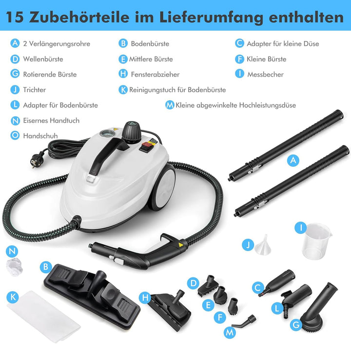 GOPLUS Dampfreiniger, Flächenleistung: 108 m², Dampfdruck: 5 bar, 1,8 L Wassertank, Aufheizzeit: 8 m