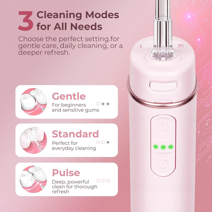 BarberBoss Reise-Munddusche, USB-C-aufladbare Munddusche, kabellose, tragbare Munddusche mit 3 Reini