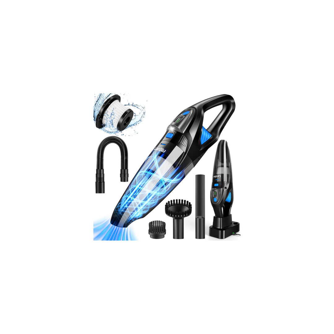 Handstaubsauger Akku Testsieger mit Ladestation & LED Beleuchtung, 25000Pa Kabelloser Handstaubsauge