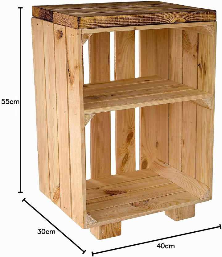 Kistenkolli Altes Land Nachttisch Abstelltisch weiss/Natur/geflammt Masse ca 30x40x55cm Regalkiste F