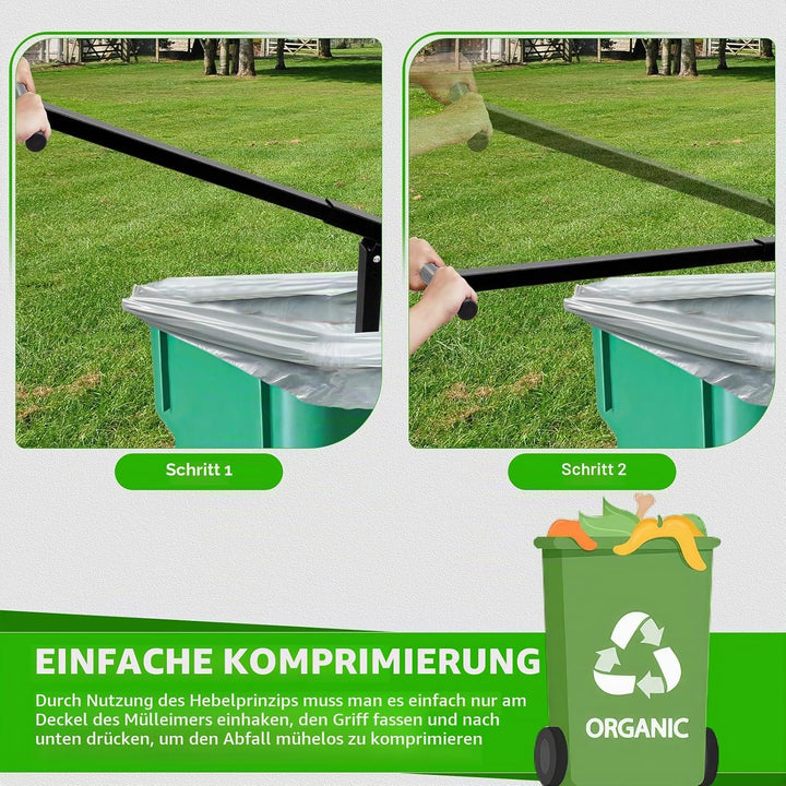 Manueller Müllverdichter Müllpresse Höhenverstellbare für 120L-360L | Tonnen Presse Hygienisch Müllt