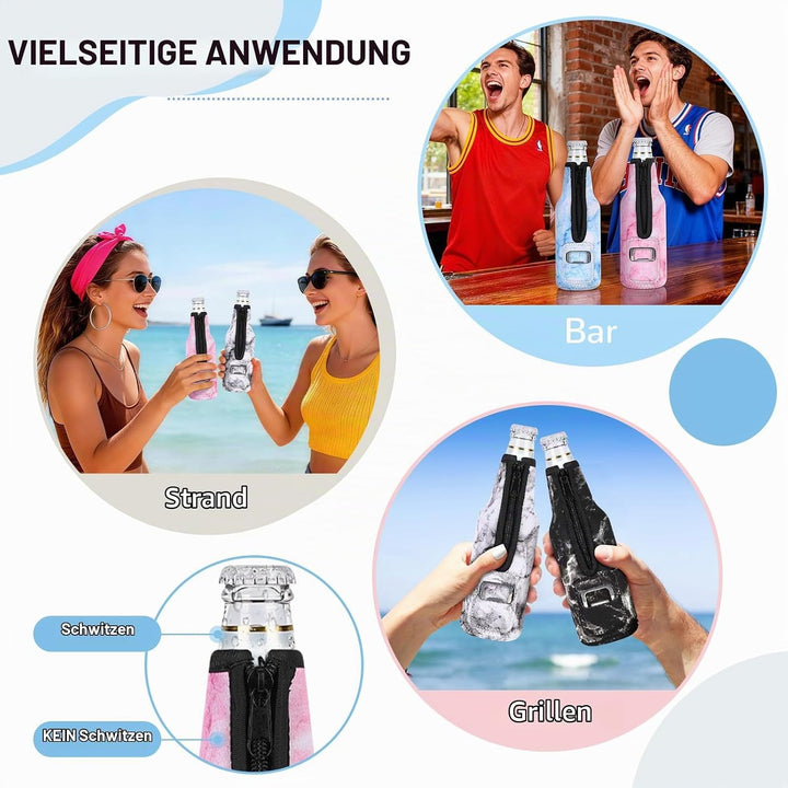 Desing Wish 4 Stück 12oz 330 ml Bier Flaschenkühler Neopren Manschette Bierkühler Flaschen Kühlmansc