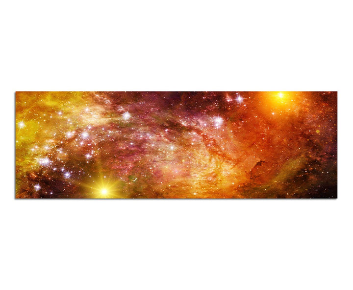 Paul Sinus Art Panoramabild auf Leinwand und Keilrahmen 150x50cm Weltraum Galaxie Sterne Planet
