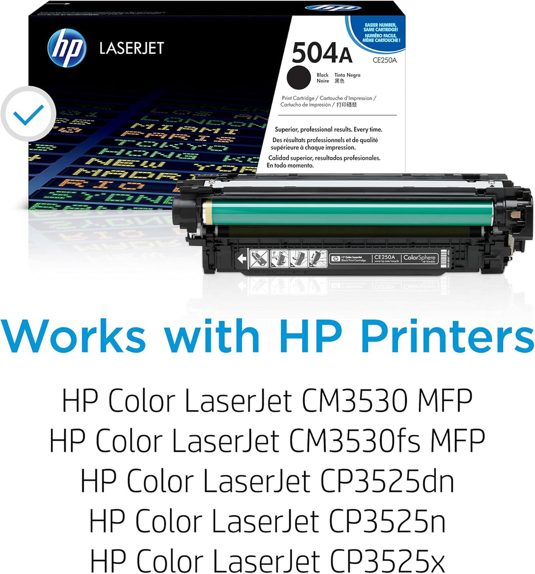 HP 504A (CE250A) Schwarz Original Toner für HP Color Laserjet CP3525, HP Color Laserjet CM3530 Schwa